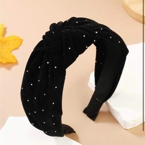 NWT Black Velvet Headband with Rhinestones